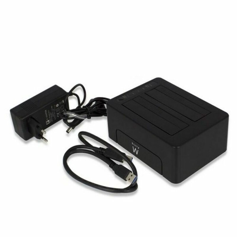 Dock Station Dual Ewent AAACET0186 Dual 2.5"-3.5" USB 3.1 ABS Noir