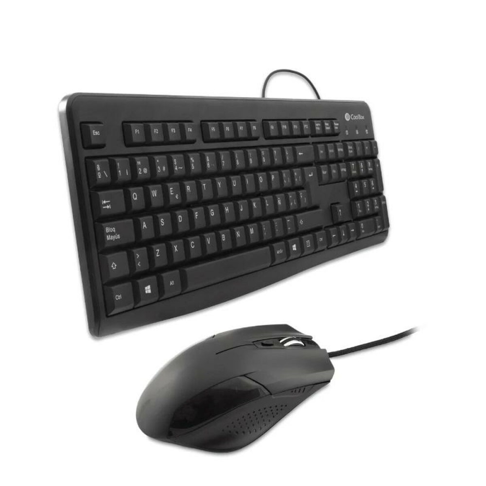 clavier et souris CoolBox COO-KTR-01U Noir Espagnol Qwerty