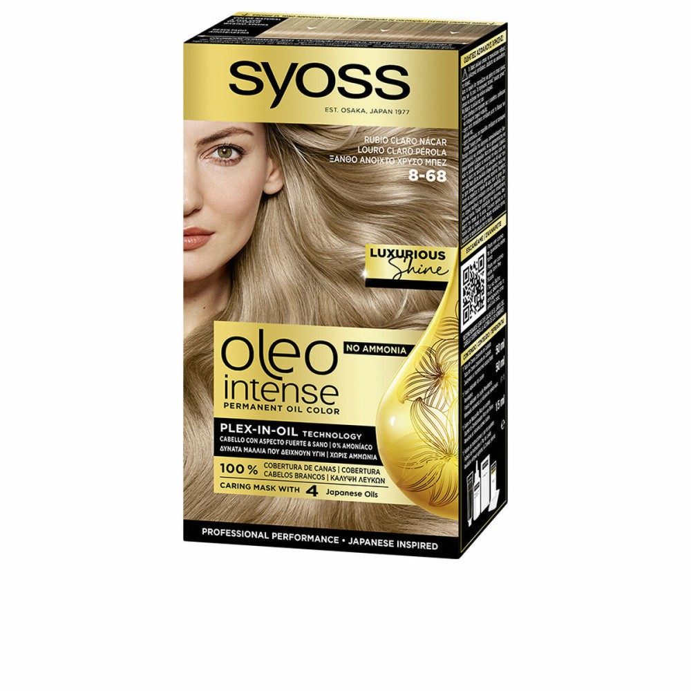 Teinture permanente Syoss Oleo Intense Sans ammoniaque Nº 8-68 Blond clair