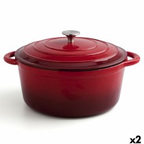 Topf mit Deckel Bidasoa Fierro Rot Ø 28 cm 6 L (2 Stück)