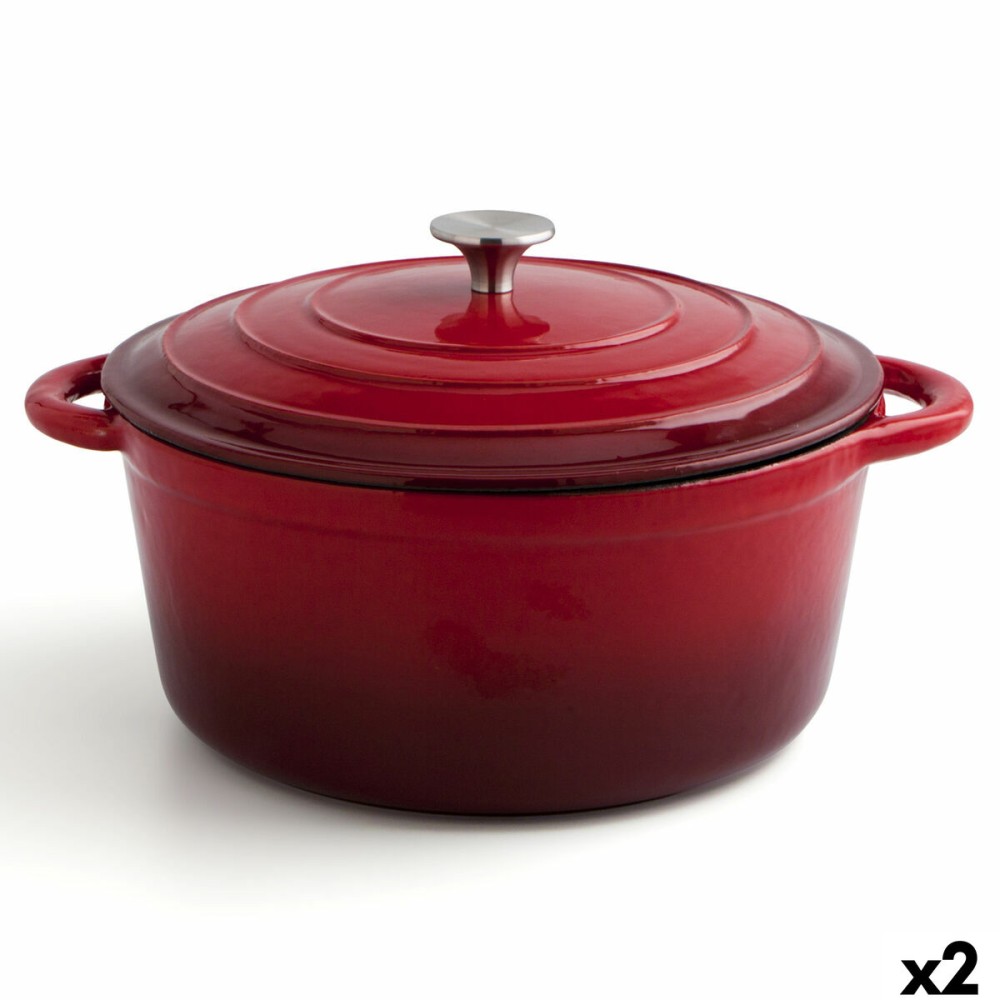 Casserole avec Couvercle Bidasoa Fierro Rouge Ø 28 cm 6 L (2 Unités)