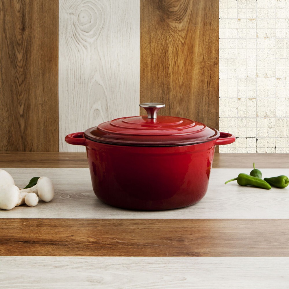 Casserole avec Couvercle Bidasoa Fierro Rouge Ø 28 cm 6 L (2 Unités)