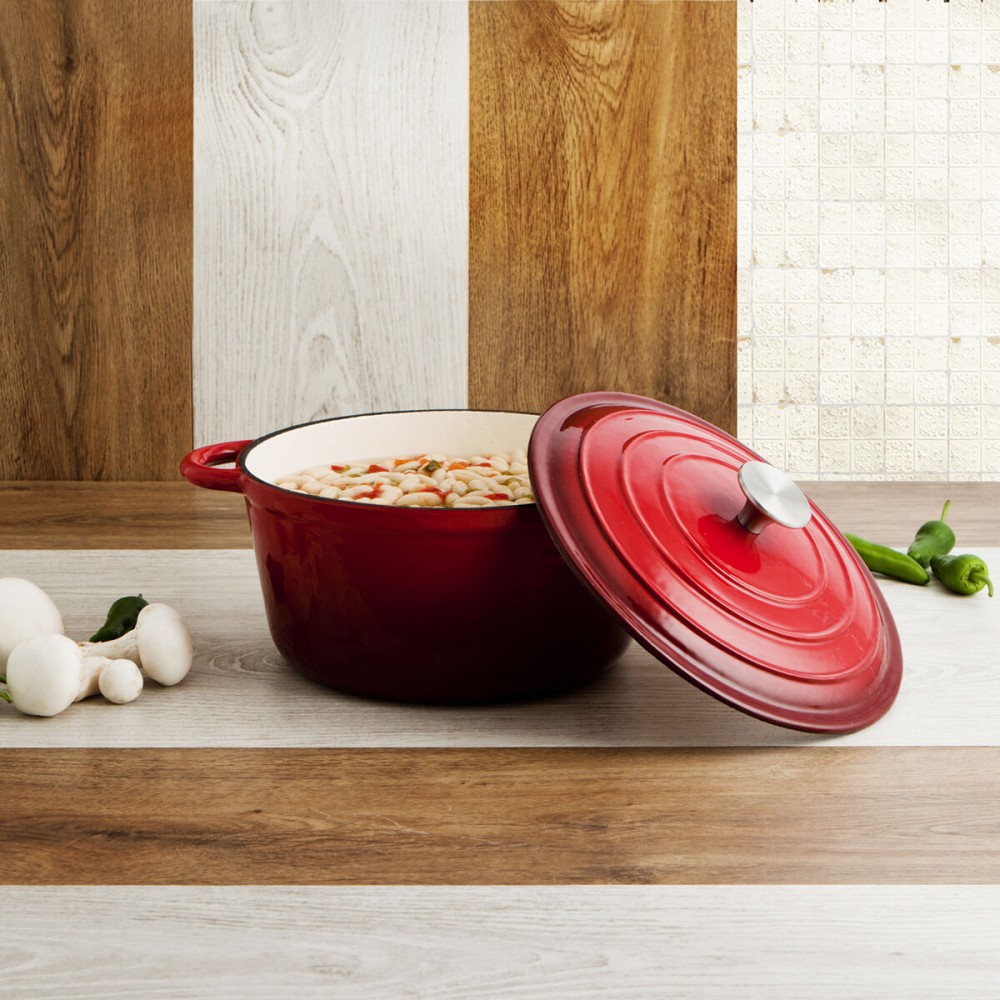 Casserole with lid Bidasoa Fierro Red Ø 28 cm 6 L (2 Units)