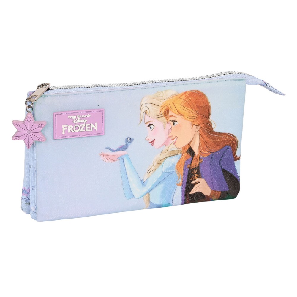 Dreifaches Mehrzweck-Etui Frozen Believe Lila 22 x 12 x 3 cm