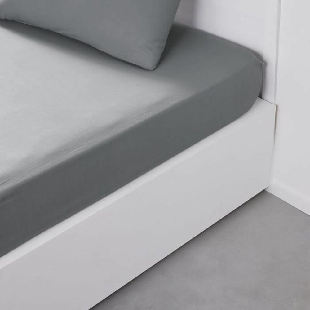 Fitted bottom sheet TODAY Essential Light grey 160 x 200 cm Grey 160 x 200