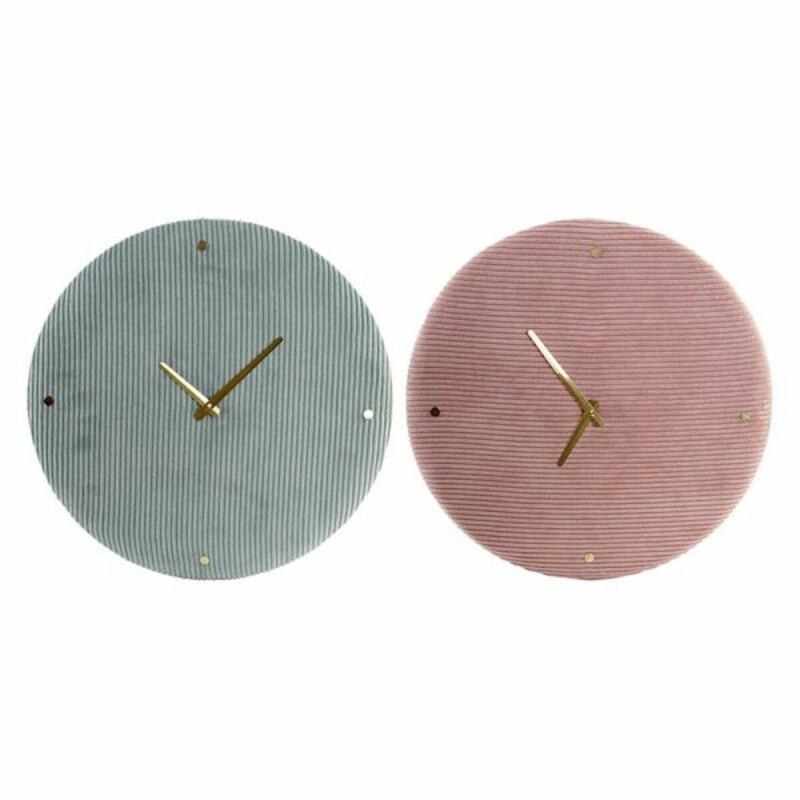 Horloge Murale DKD Home Decor Vert Rose 40,5 x 5,5 x 40,5 cm (2 Unités)