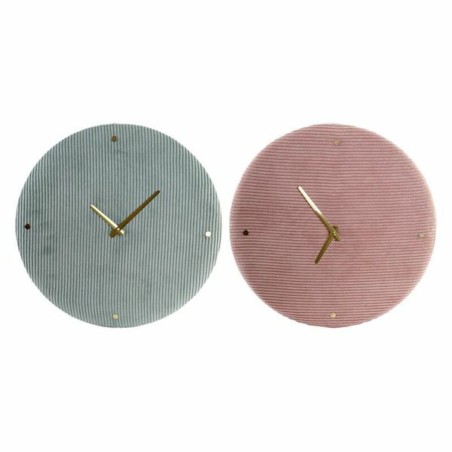 Horloge Murale DKD Home Decor Vert Rose 40,5 x 5,5 x 40,5 cm (2 Unités)