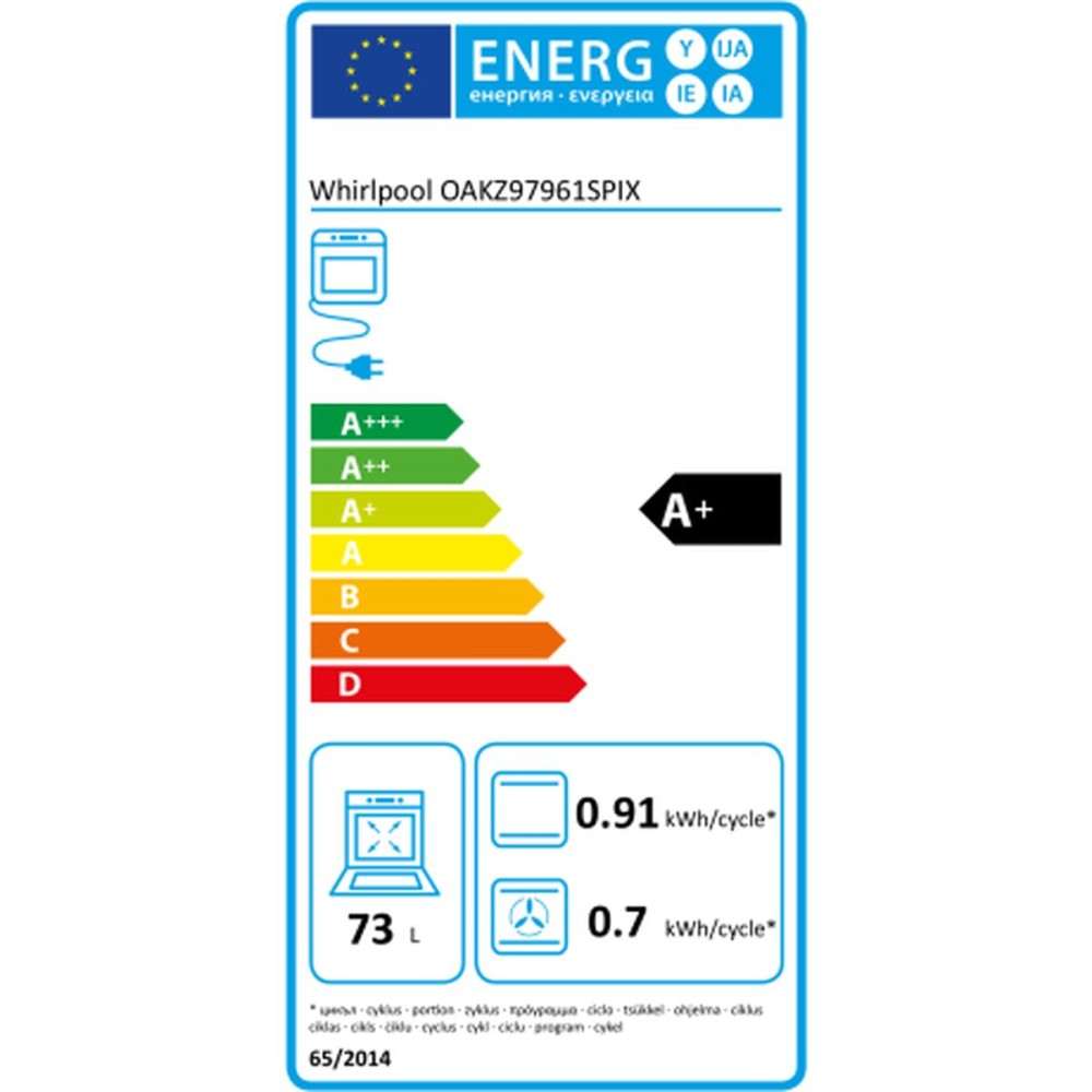 Four à pyrolyse Whirlpool Corporation OAKZ97961SPIX 73 L 3840 W