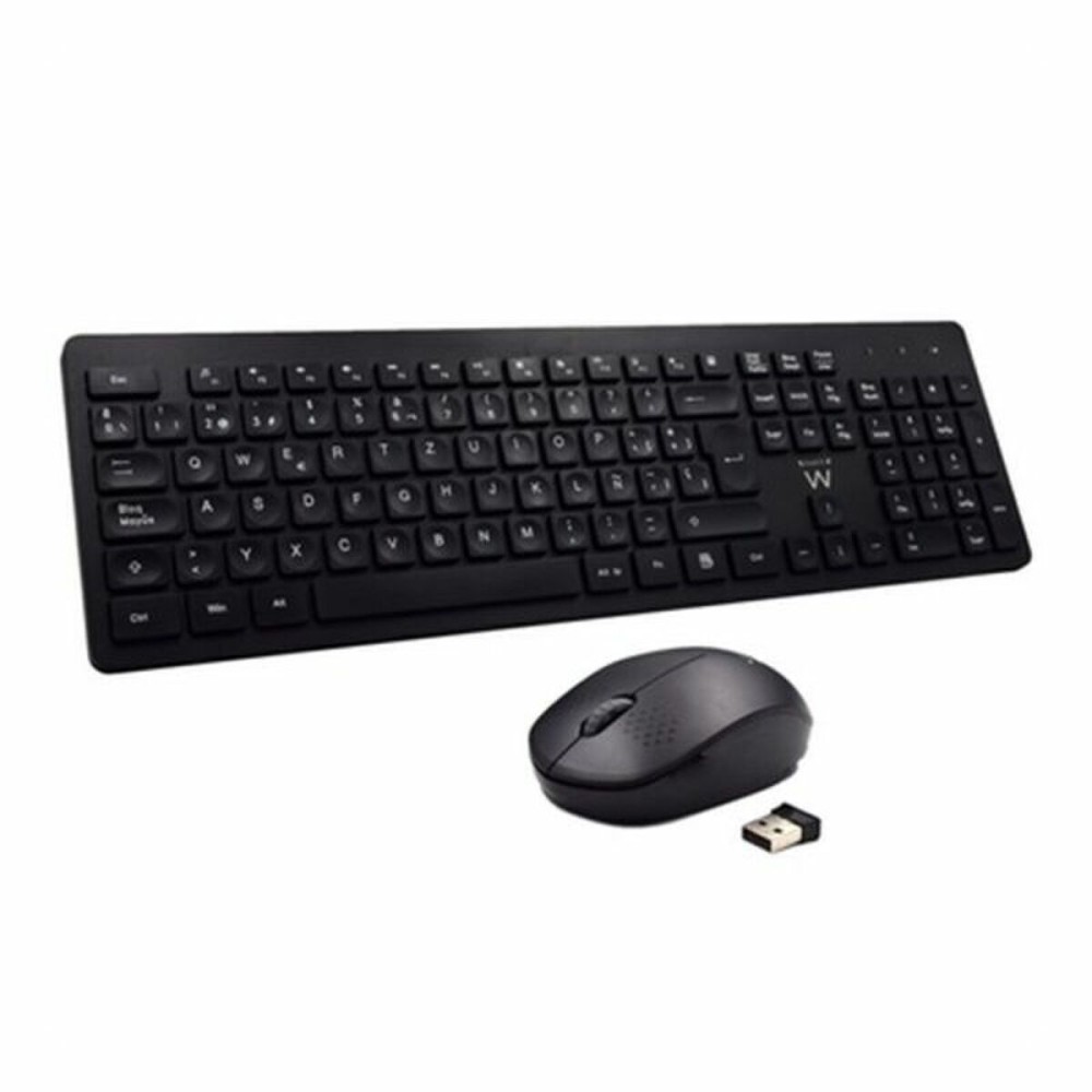 Keyboard and Wireless Mouse Ewent EW3256 2.4 GHz Black Spanish