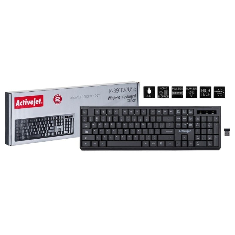 Clavier Activejet K-3911W Noir QWERTY