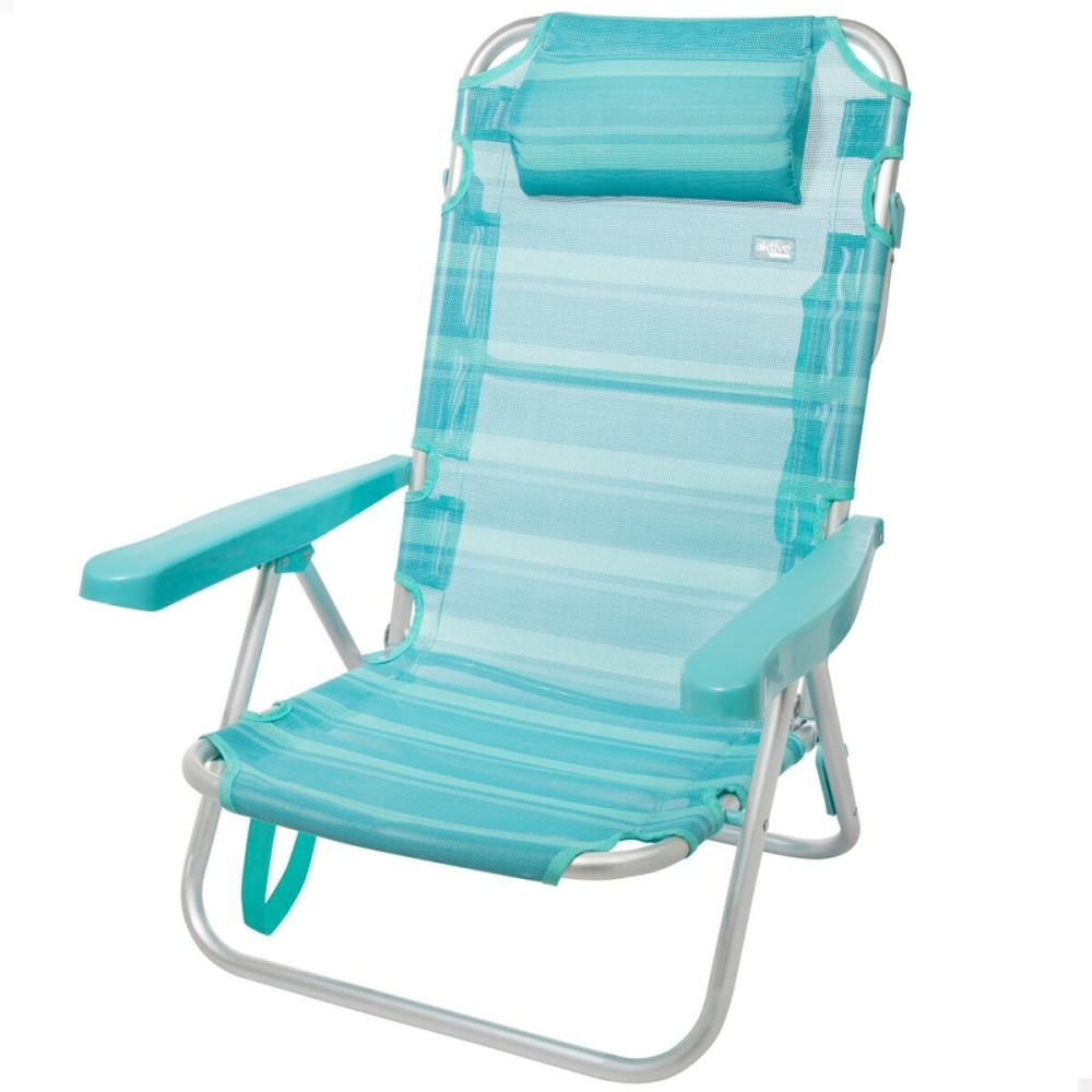 Chaise de Plage Aktive Pliable Turquoise 48 x 84 x 46 cm (2 Unités)