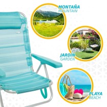 Chaise de Plage Aktive Pliable Turquoise 48 x 84 x 46 cm (2 Unités)