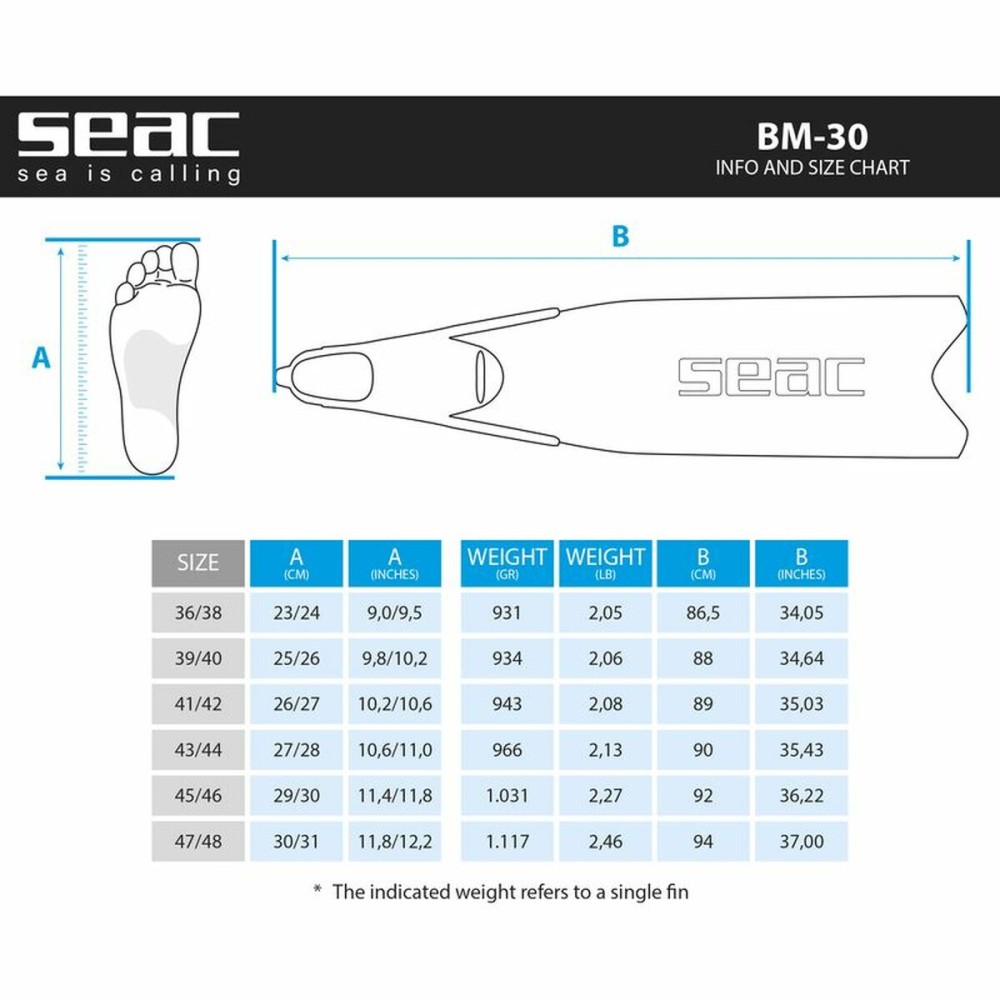 Palmes de snorkeling Seac BM-30  Noir