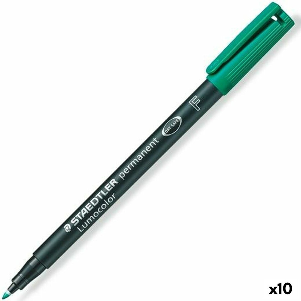 Marqueur permanent Staedtler Lumocolor 318 F Vert (10 Unités)