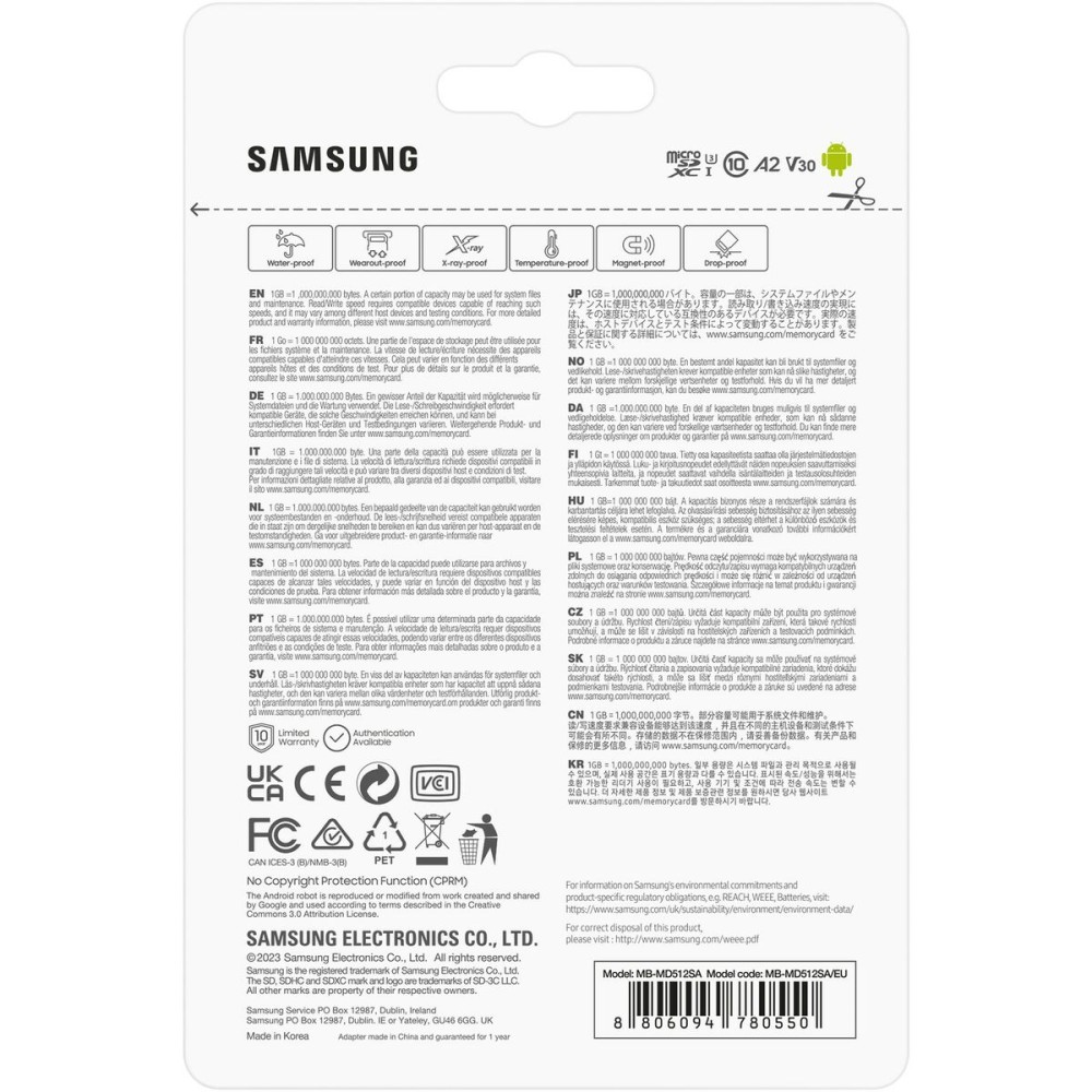 Carte Micro SD Samsung MB-MD512SA/EU 512 GB