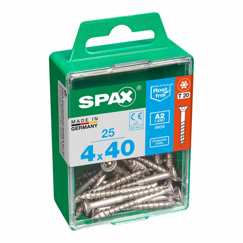 Schraubenkasten SPAX Teilweise Gewinde 4 x 40 mm Flacher Kopf (25 Stück)