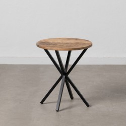 Table d'appoint Noir Naturel Bois Métal Fer bois et métal Bois de manguier 43 x 43 x 49 cm