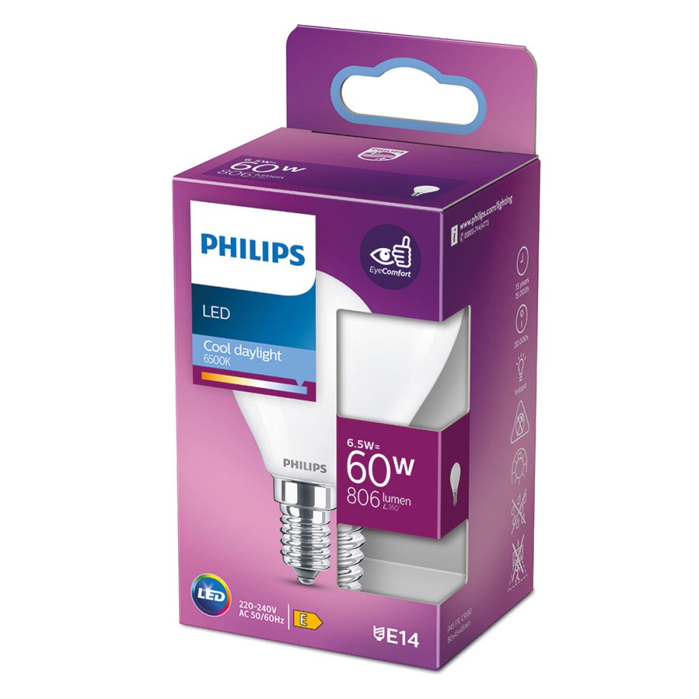 Lampe LED Philips E 6,5 W E14 806 lm Ø 4,5 x 8 cm (6500 K)