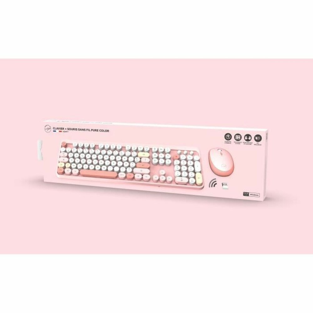 Keyboard and Mouse Mobility Lab Pure Color Rose Azerty French