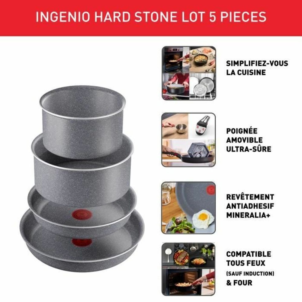 Batterie de Cuisine Tefal Ingenio Hard Stone Gris