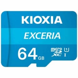 Micro SD Memory Card with Adaptor Kioxia Exceria 64 GB UHS-I Class 10 Blue