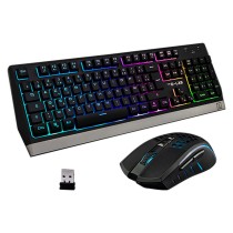 Tastatur mit Drahtloser Maus The G-Lab WIRELESS GAMING Schwarz Qwerty Spanisch