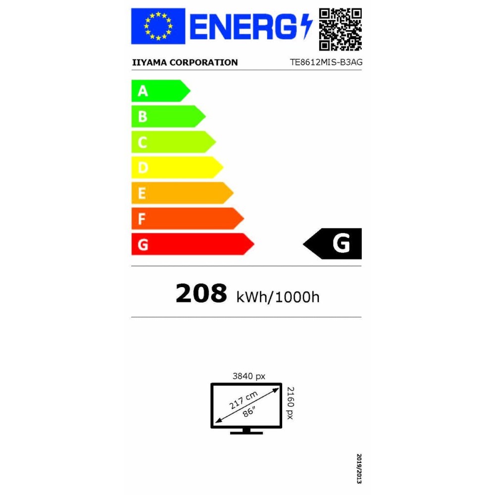 Écran Iiyama TE8612MIS-B3AG 86" 4K Ultra HD