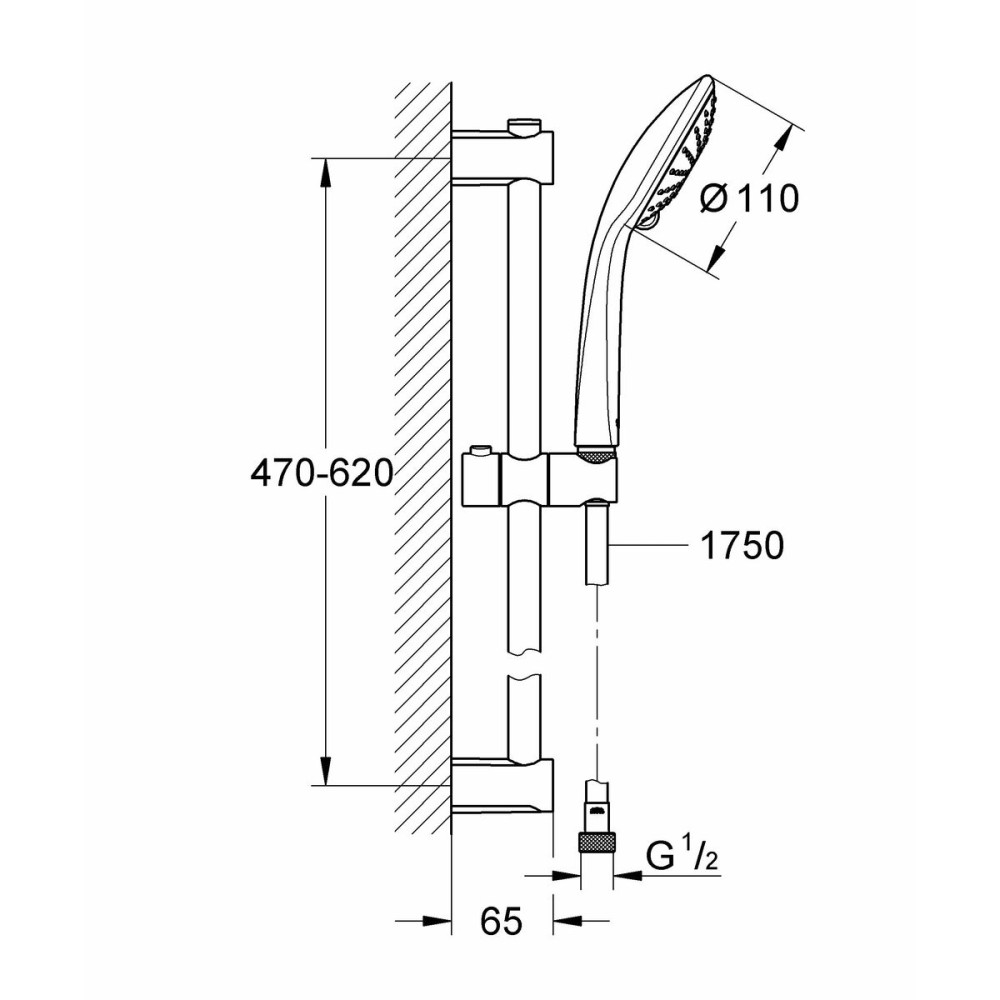 Set de douche Grohe Vitalio Joy Argenté Acier inoxydable 175 cm