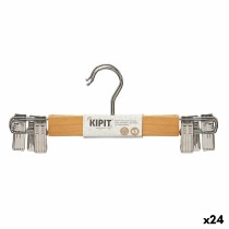 Aufhänger-Set Kipit 29100196 Braun Silberfarben Holz Metall 28,5 x 2,5 x 11,5 cm Klammern (24 Stück)