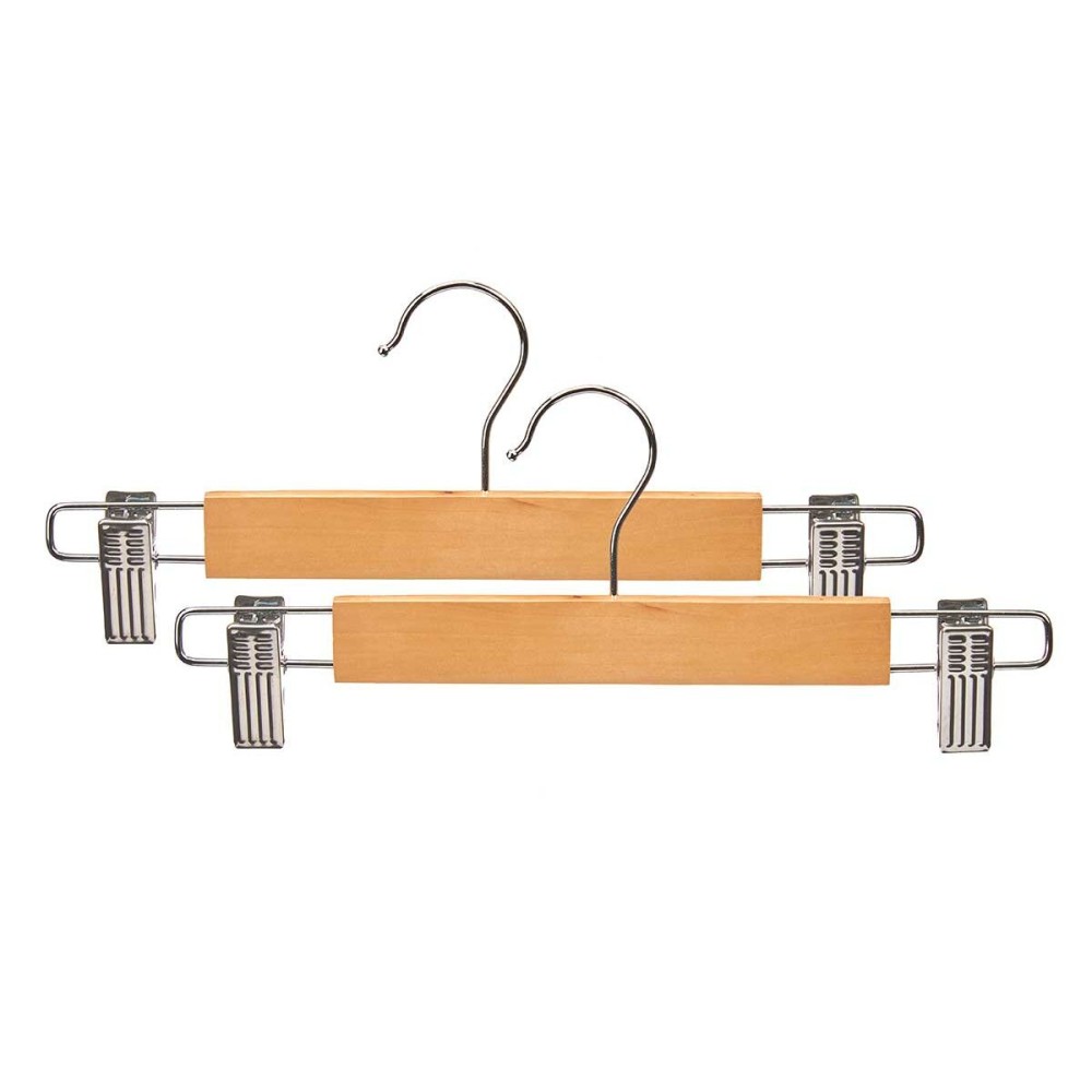 Set of Clothes Hangers Kipit 29100196 Brown Silver Wood Metal 28,5 x 2,5 x 11,5 cm Clamps (24 Units)