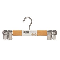 Set of Clothes Hangers Kipit 29100196 Brown Silver Wood Metal 28,5 x 2,5 x 11,5 cm Clamps (24 Units)