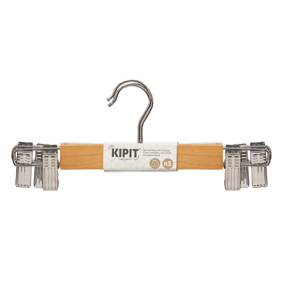 Aufhänger-Set Kipit 29100196 Braun Silberfarben Holz Metall 28,5 x 2,5 x 11,5 cm Klammern (24 Stück)