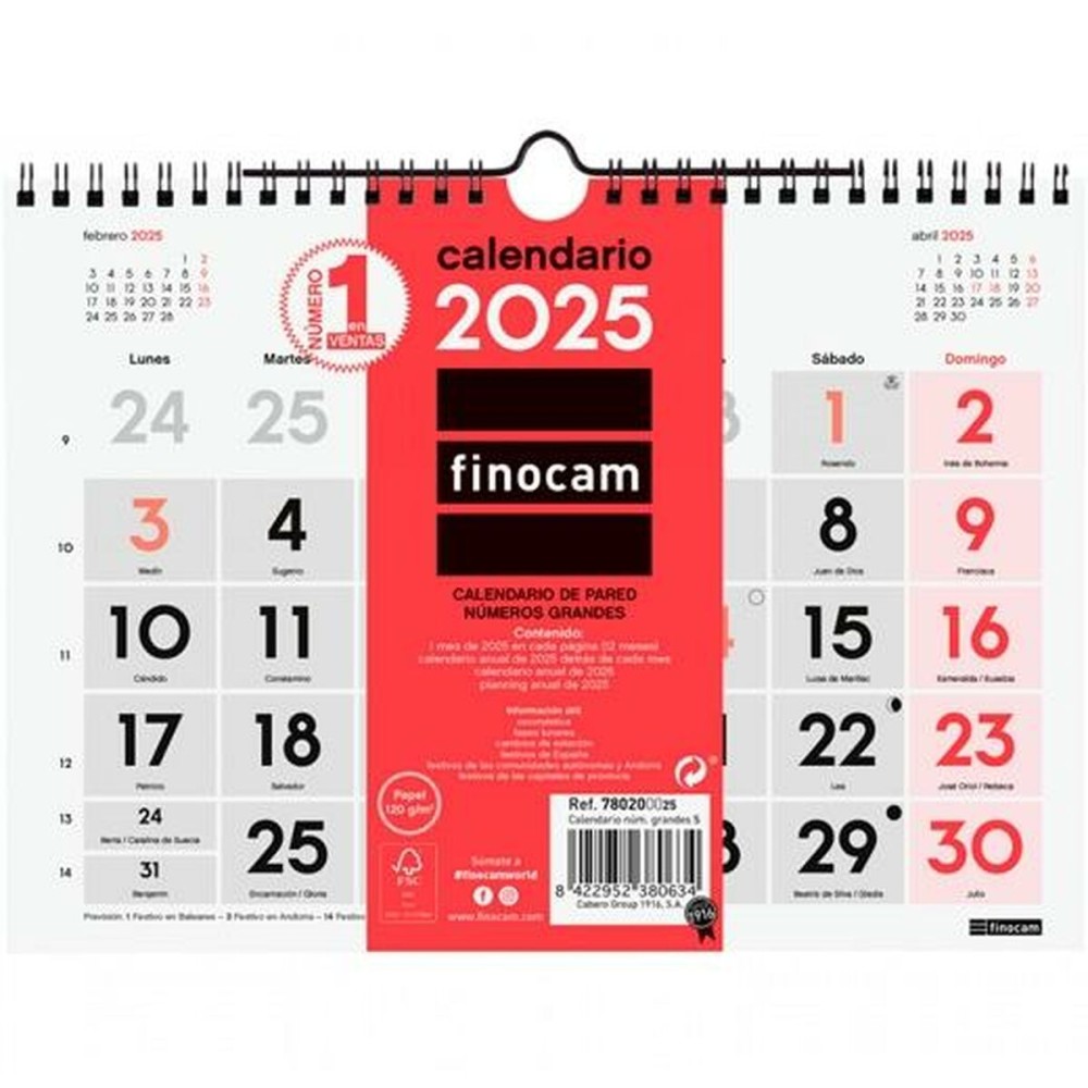 Wandkalender Finocam Papier 2025 21 x 15 cm