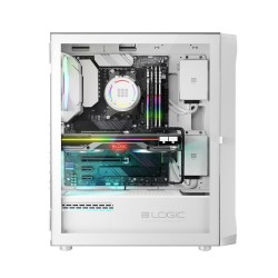 Boîtier ATX semi-tour Logic PORTOS ARGB Blanc Noir