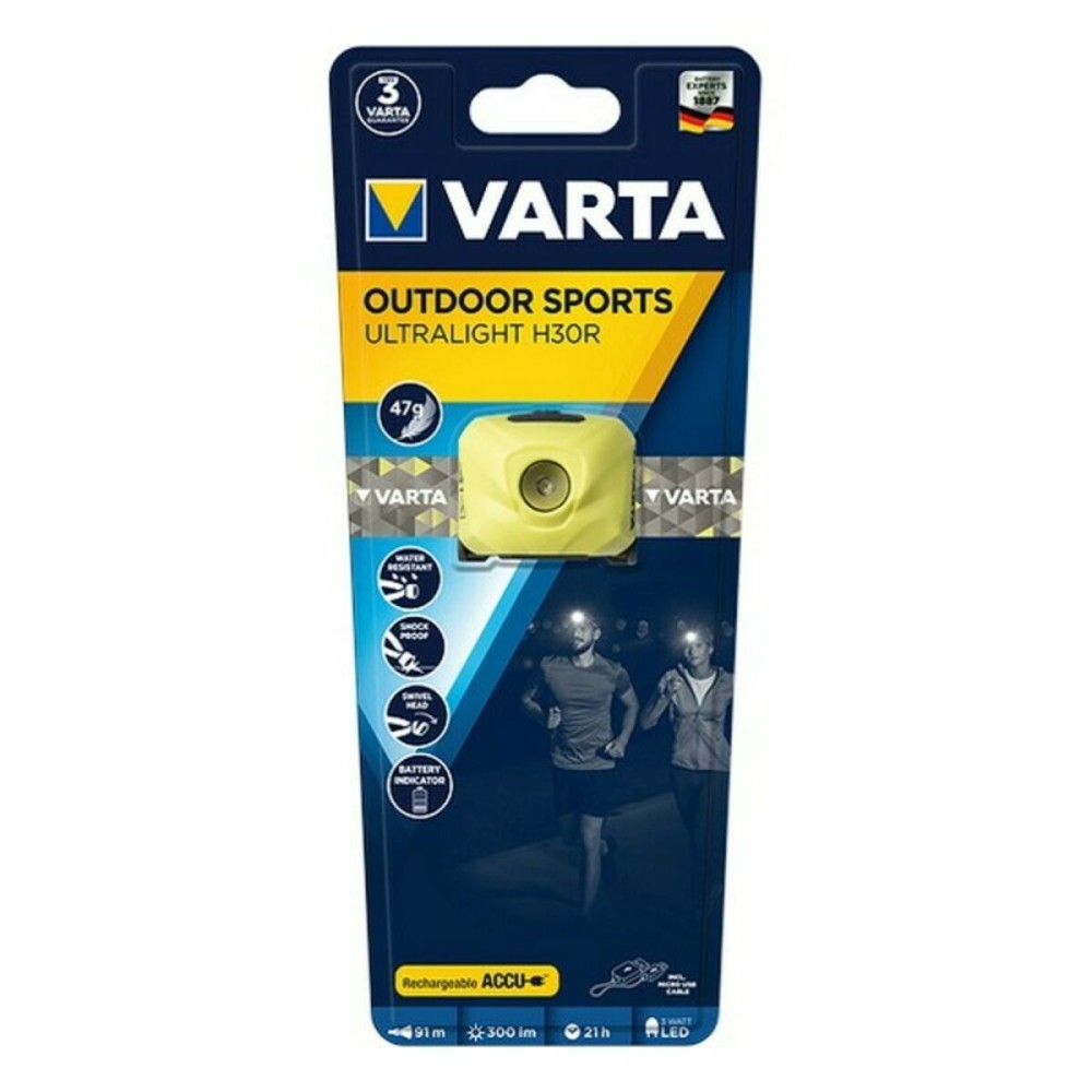 LED Head Torch Varta H30R 300 lm IPX4 3 W Yellow