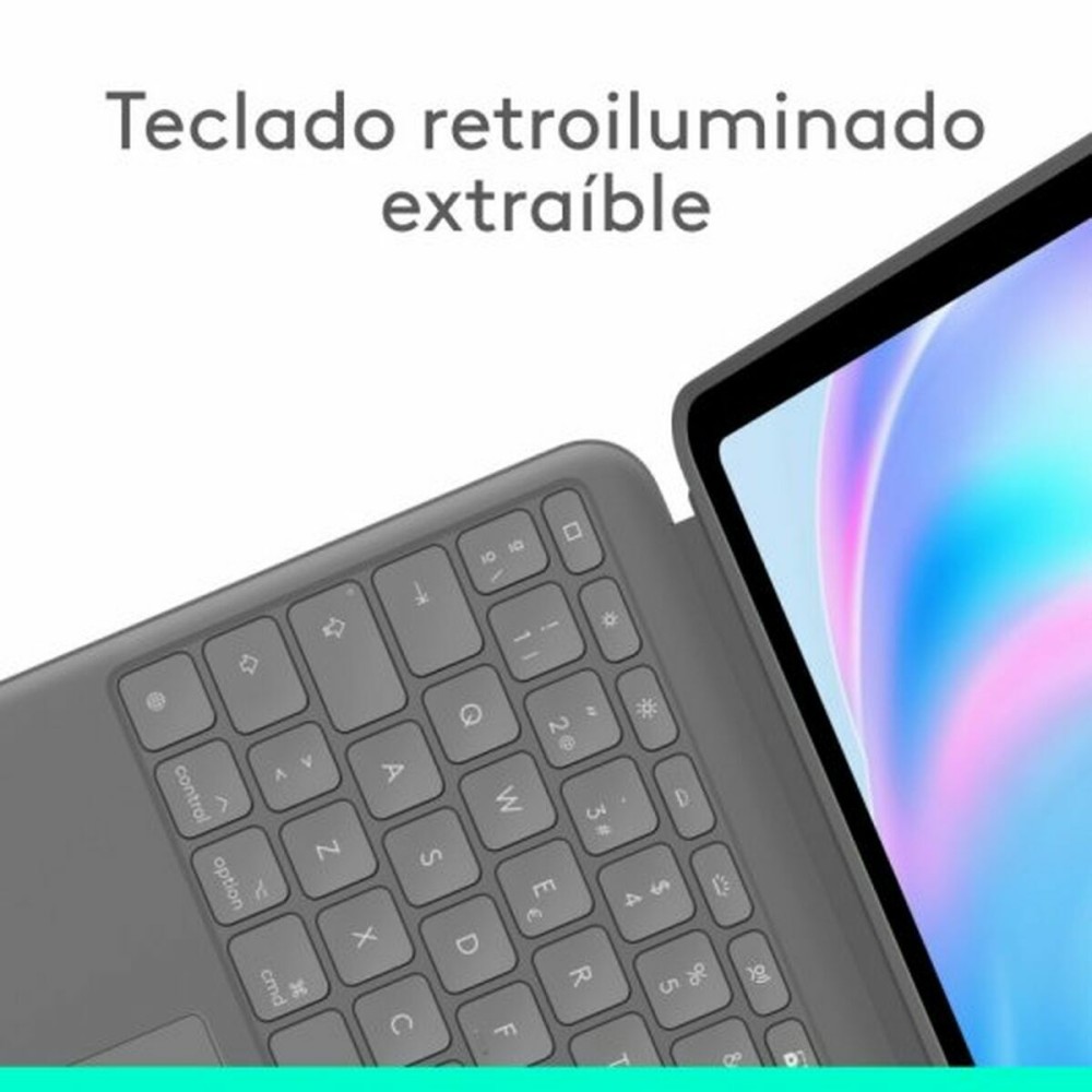 Tablet Tasche Logitech iPad Air 2024 Grau Qwerty Spanisch QWERTY