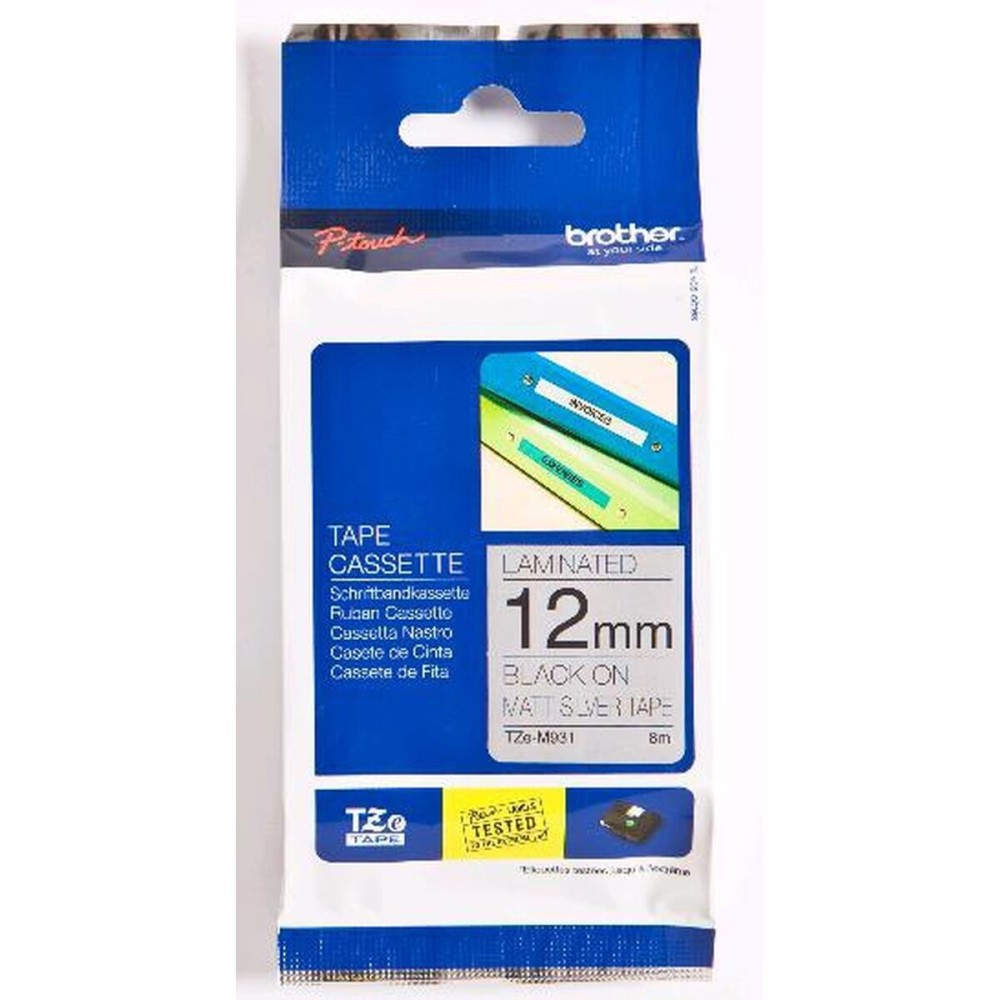 Original Ink Cartridge Brother TZe-M931 Black/Silver 12 mm