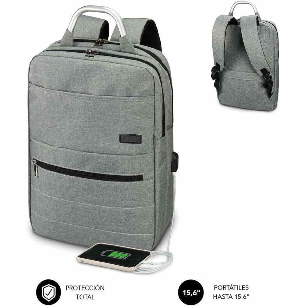 Rucksack for Laptop and Tablet with USB Output Subblim SUB-BP-3EAP001 Grey