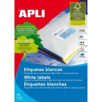 Étiquettes adhésives Apli 1282 100 Volets 48,5 x 16,9 mm Blanc