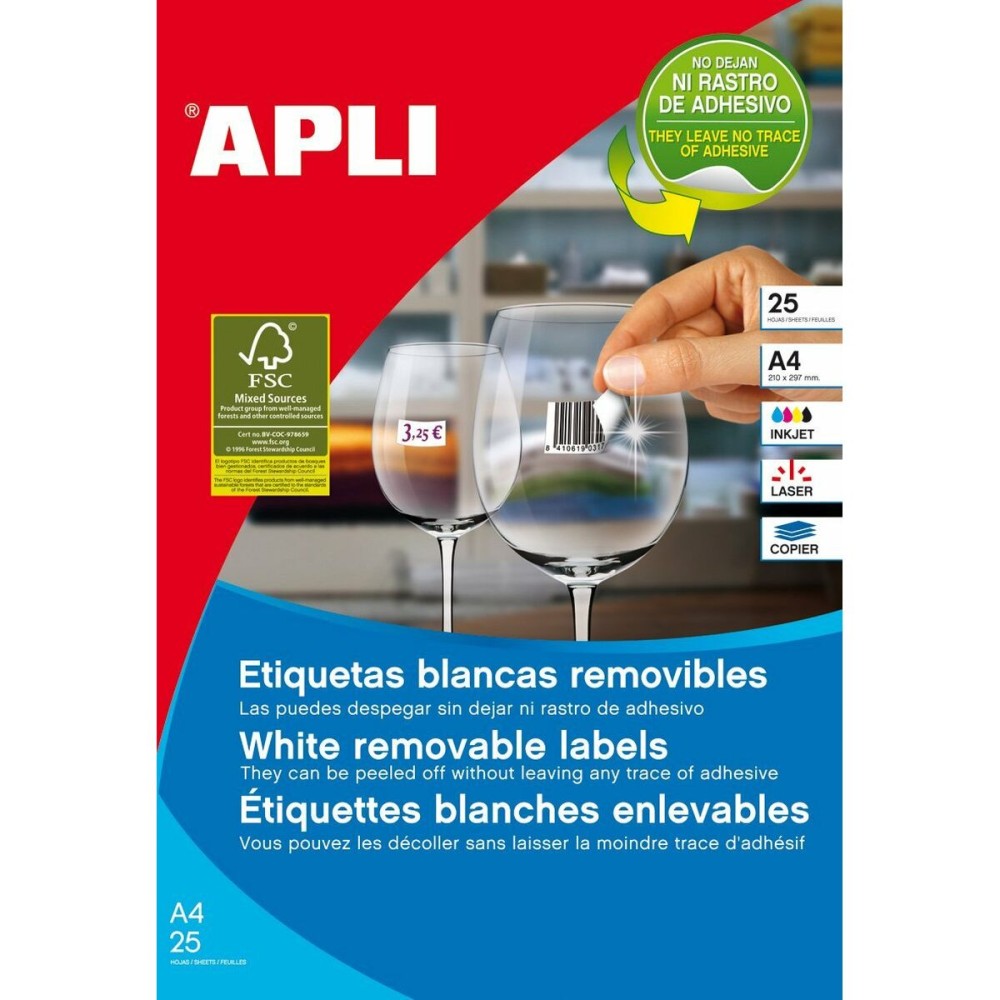 Étiquettes adhésives Apli 10198 Transparent