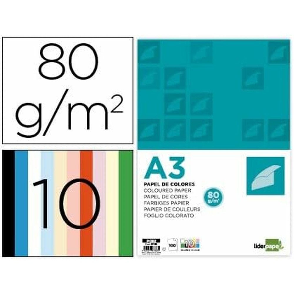 Printer Paper Liderpapel PC92 Multicolour A3 100 Sheets