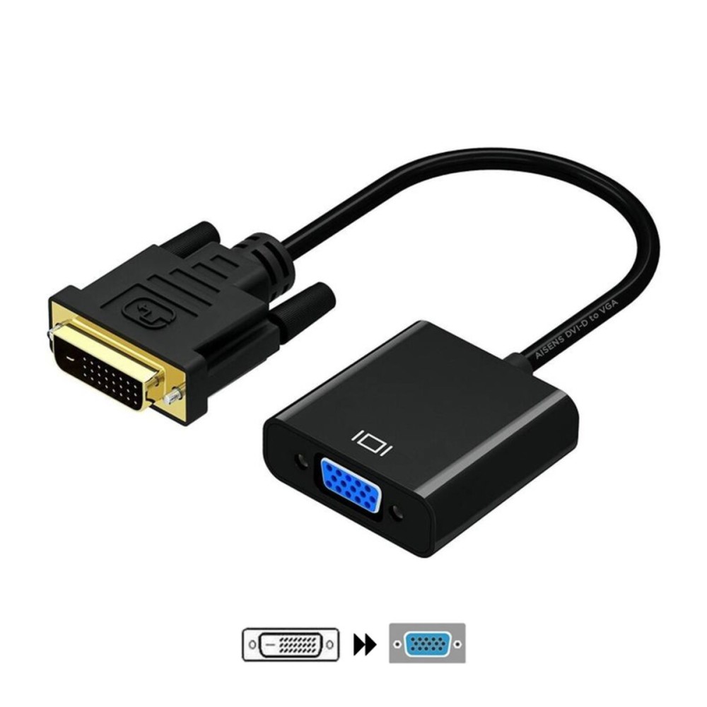 DVI-D to VGA Adapter Aisens A147-0352 Black 10 cm