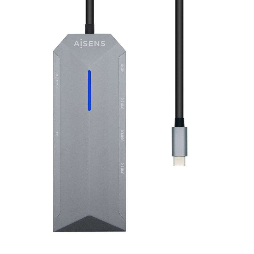 Hub USB Aisens ASUC-8P004-GR Gris 100 W 4K Ultra HD (1 Unité)