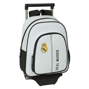 Schulrucksack mit Rädern Real Madrid C.F. Weiß Grau 28 x 34 x 10 cm