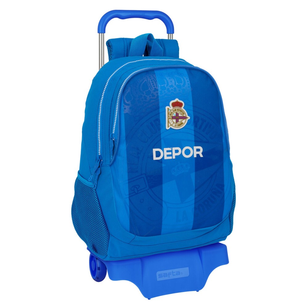 Cartable à roulettes R. C. Deportivo de La Coruña Bleu 32 x 44 x 16 cm