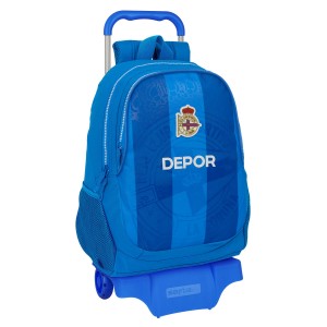 School Rucksack with Wheels R. C. Deportivo de La Coruña Blue 32 x 44 x 16 cm