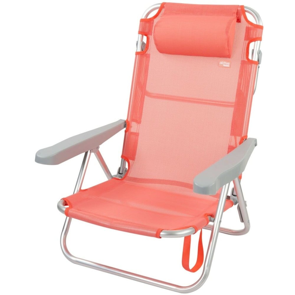 Chaise Pliante avec Repose-Tête Aktive Flamingo Corail 48 x 84 x 46 cm (2 Unités)