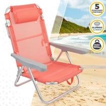 Folding Chair with Headrest Aktive Flamingo Coral 48 x 84 x 46 cm (2 Units)