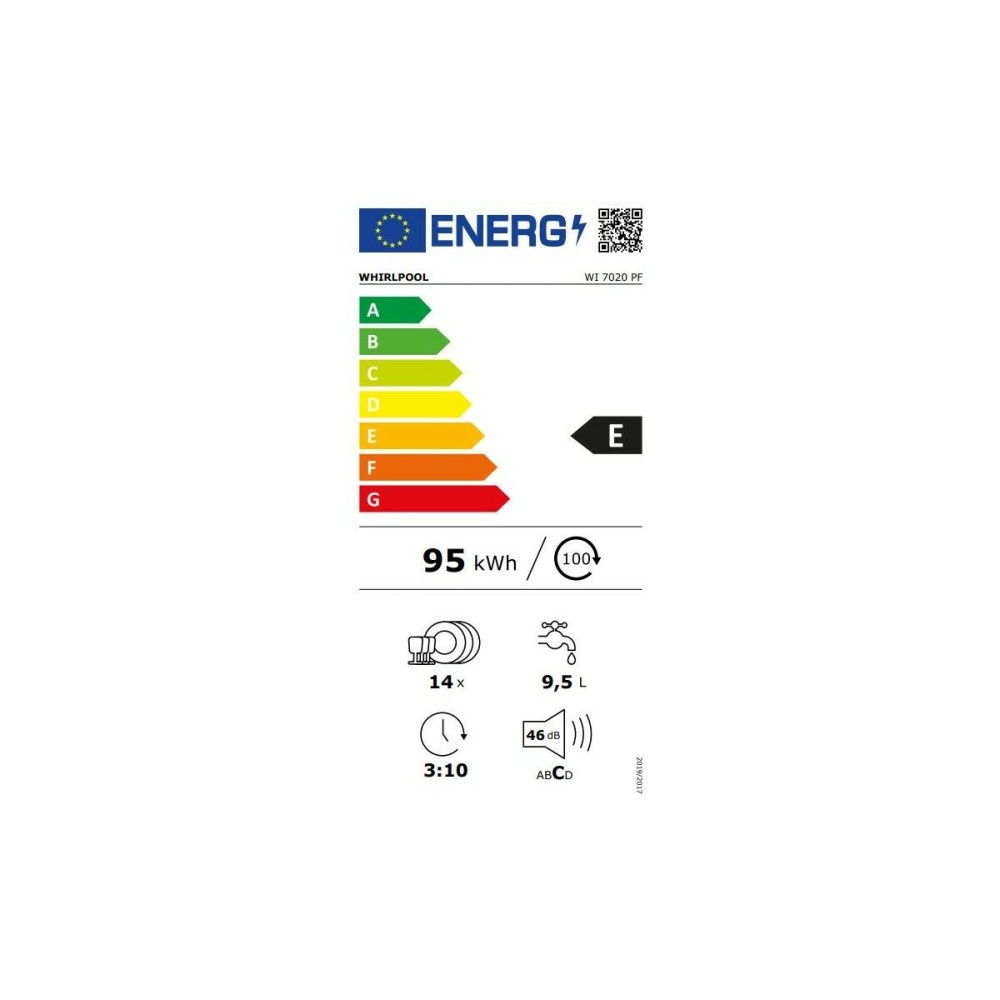 Geschirrspüler Whirlpool Corporation WI7020PF Silberfarben 60 cm