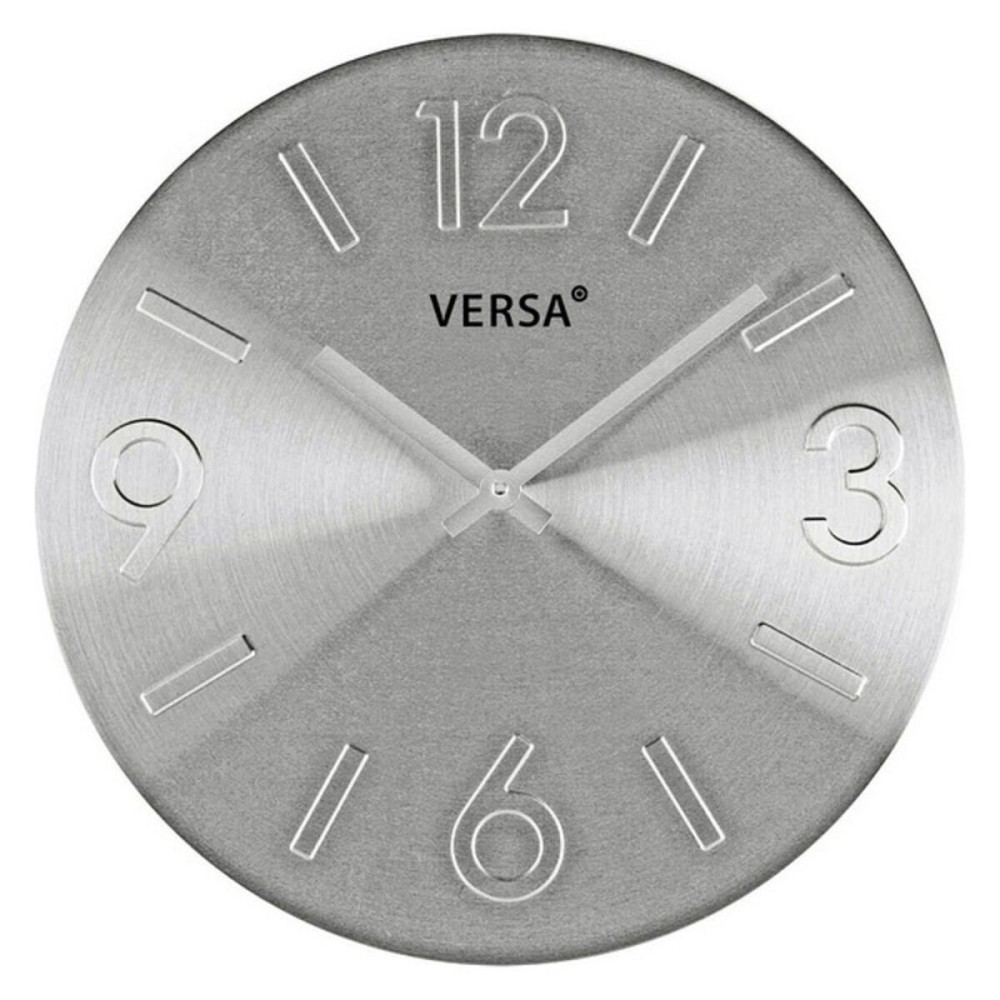 Horloge Murale Versa Argenté Métal Aluminium 4 x 35,5 x 35,5 cm